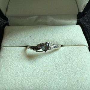Mystic Topaz heart shaped ring with cubic zirconia - size 6.5